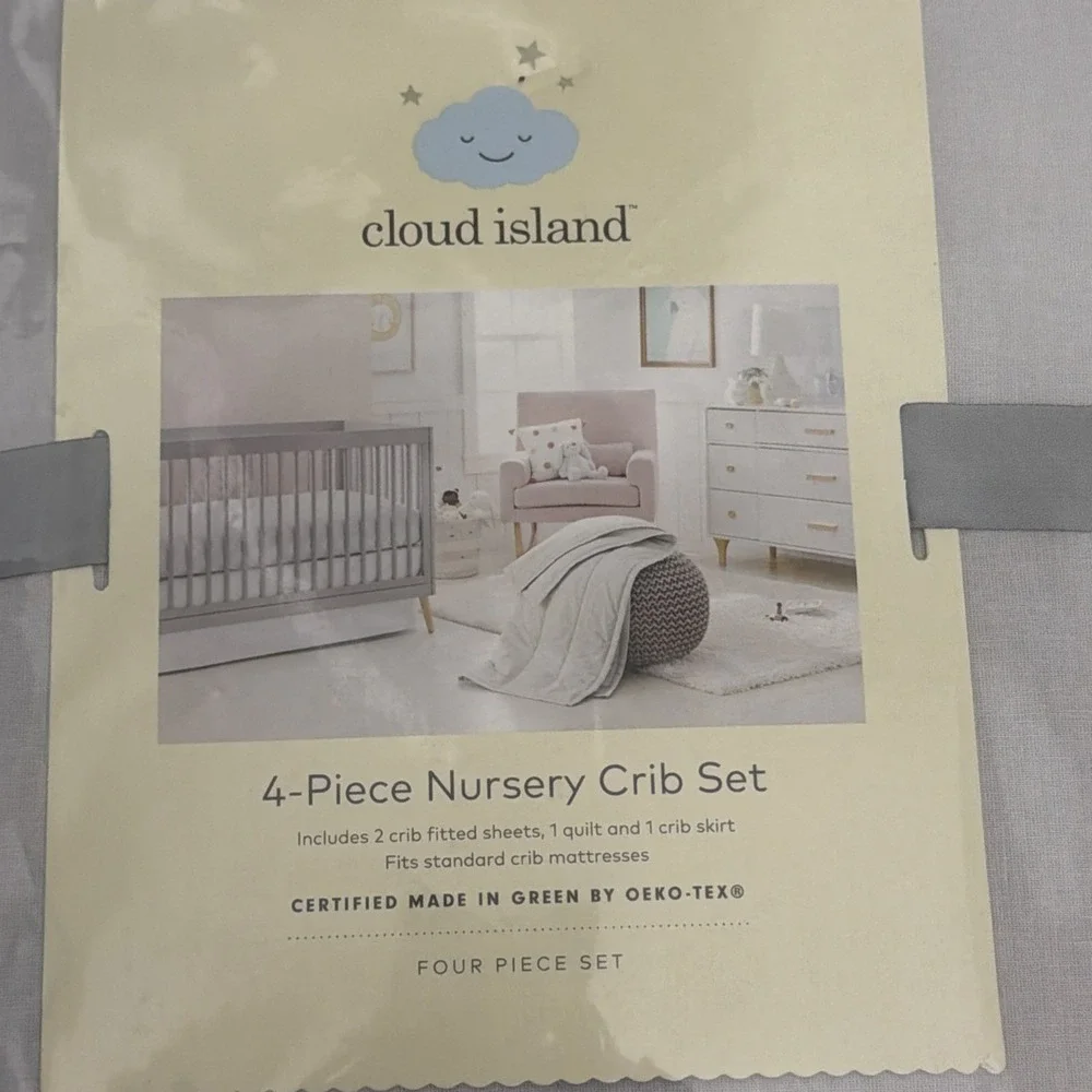 Cloud Island 4 Piece Crib Set Comforter Sheet Blanket Crib Skirt  Snowflake